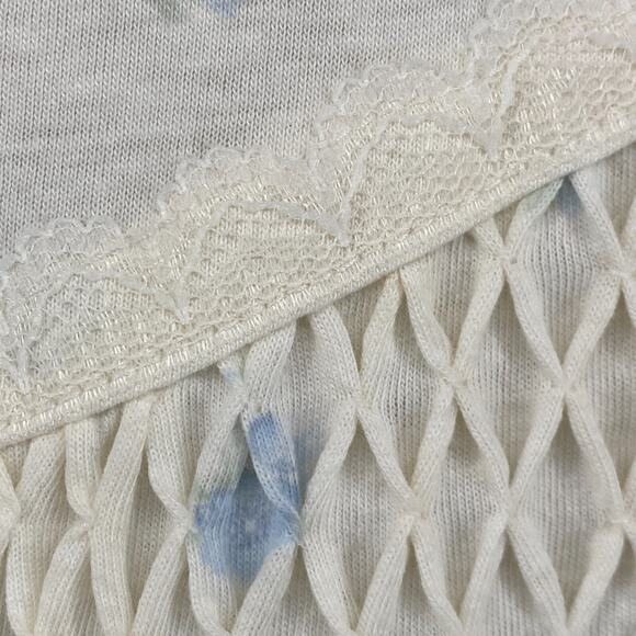 CELESTIAL DREAMS Nightgown L 16-18 KOMAR Jersey Floral Smocked Cotton White NEW - Picture 7 of 12